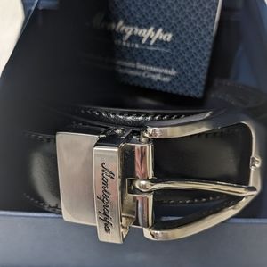Montegrappa Reversible Blue/Black Leather Belt